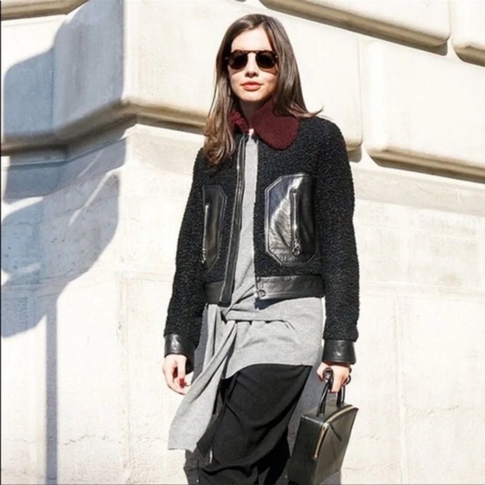 Sandro Verity Mixed Media Jacket - Picture 4 of 4